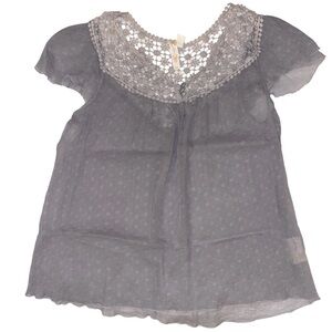 Adiva Gray Semi-Sheer Blouse